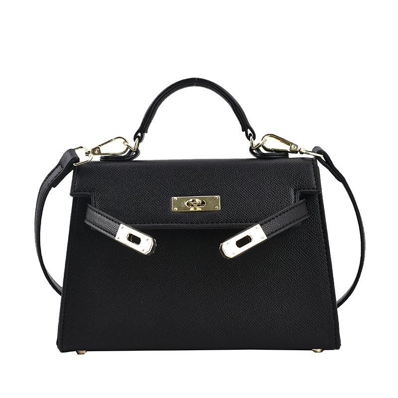 Elegant Womens Bag Spring/Summer 2024 New Platinum Kelly Fashion Shoulder Purse Black 