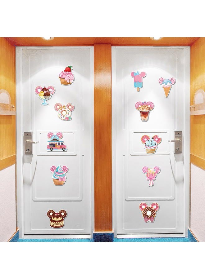 HemerVows 12 Pcs Cruise Door Decorations Magnetic, Sweet Dessert Donut Cupcake Ice Cream Cruise Ship Door Magnets, Fun Candy Themed Magnetic Ship Cabin Signs Fridge Magnets Decor - Image 4