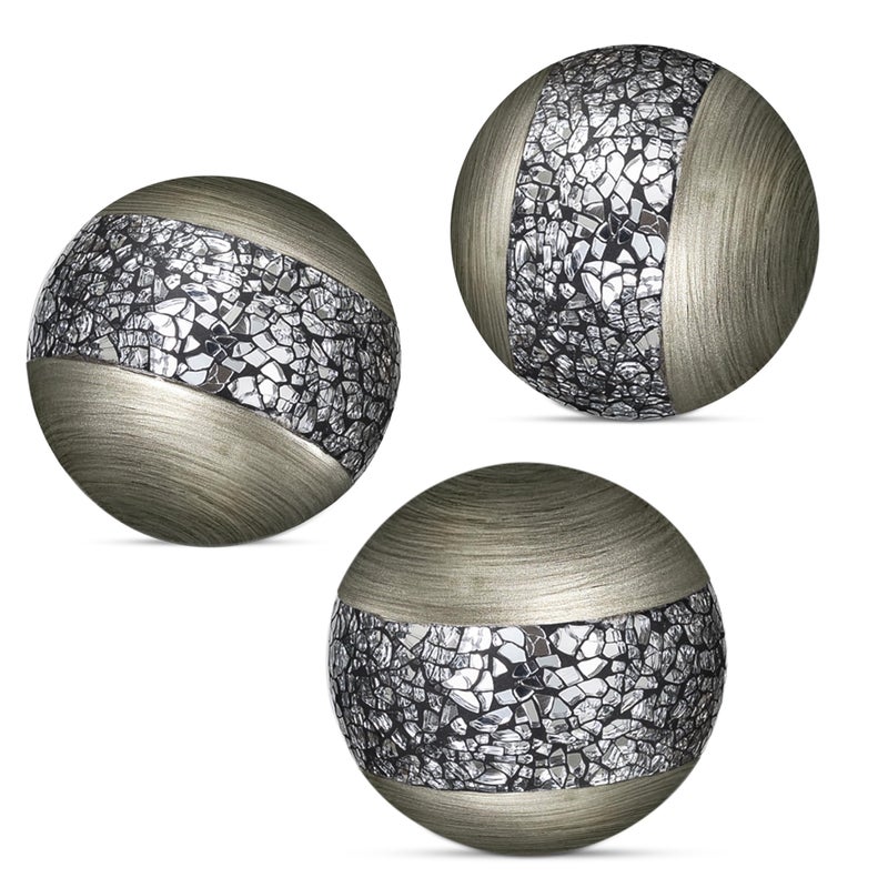 Creative Scents Schonwerk Silver Decorative Balls for Bowls and Vases Set of 3 Decorative Orbs for Centerpiece Bowls  Centerpiece Table Decorations for DiningLiving Room or Table Decor  Gift Idea - Image 1