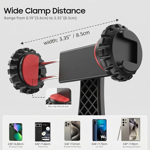 Zeadio Smartphone Tripod Mount Adapter, Cell Phone Tripod Holder Clamp with Triple Cold-Shoe Mount for All iPhone and Android Smartphones Light Microphone etc - Image 2