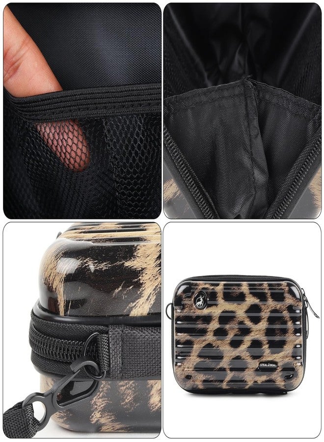Stealodeal Hard Shell Travel Organizer Pouch for Electronics & Cosmetics | Shockproof EVA Case with Mesh Pockets & Wrist Strap | Multipurpose Storage Case (Leopard Black) - Image 3