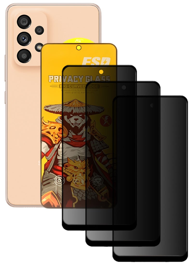 ESD 3 Pieces Tempered Dustproof Privacy Glass Screen Protector Compatible For Samsung Galaxy A53 5G - Image 1