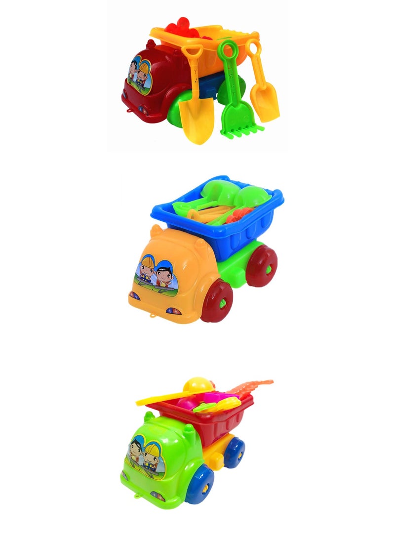 Three-Piece Random Colors Beach Summer Outdoor Toy Car, Reusable Sandbox for Kids - Image 1