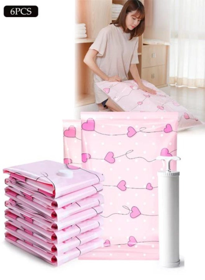 DUNISO Vacuum Storage Bags Pack of 6 (2 pieces 100cm*70cm + 2 pieces 80cm*60cm + 2 pieces 70cm*50cm) Reusable Space Savers With Hand Pump For Travel Packing And Home Storage - Image 1