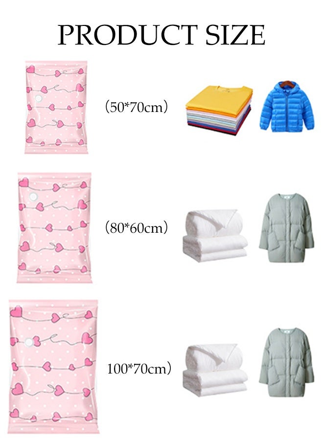 DUNISO Vacuum Storage Bags Pack of 6 (2 pieces 100cm*70cm + 2 pieces 80cm*60cm + 2 pieces 70cm*50cm) Reusable Space Savers With Hand Pump For Travel Packing And Home Storage - Image 2