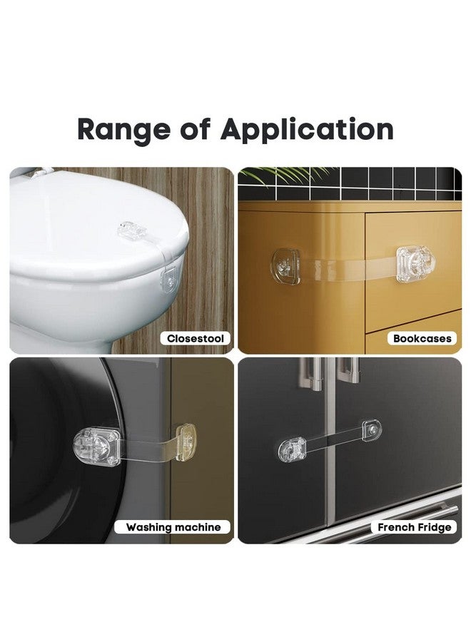 EUDEMON 3 Pack Child Safety Locks, Childproof Strap Locks for Drawers, Fridges, Toilets, Cupboards, Ovens, Cabinets, Multi Use Baby Cabinet Latches, Easy to Install, No Drilling (Transparent) - Image 2