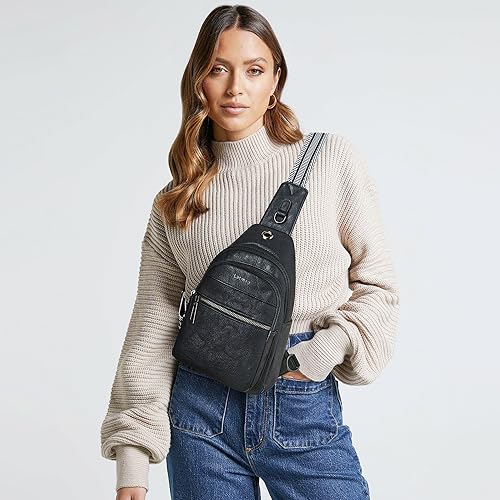 LATMAP 7L Sling Bag For Women Faux Leather Anti Theft Small Casual Daypack Backpack Fanny Pack Crossbody Chest Bags Purse Waterproof Black - Image 2