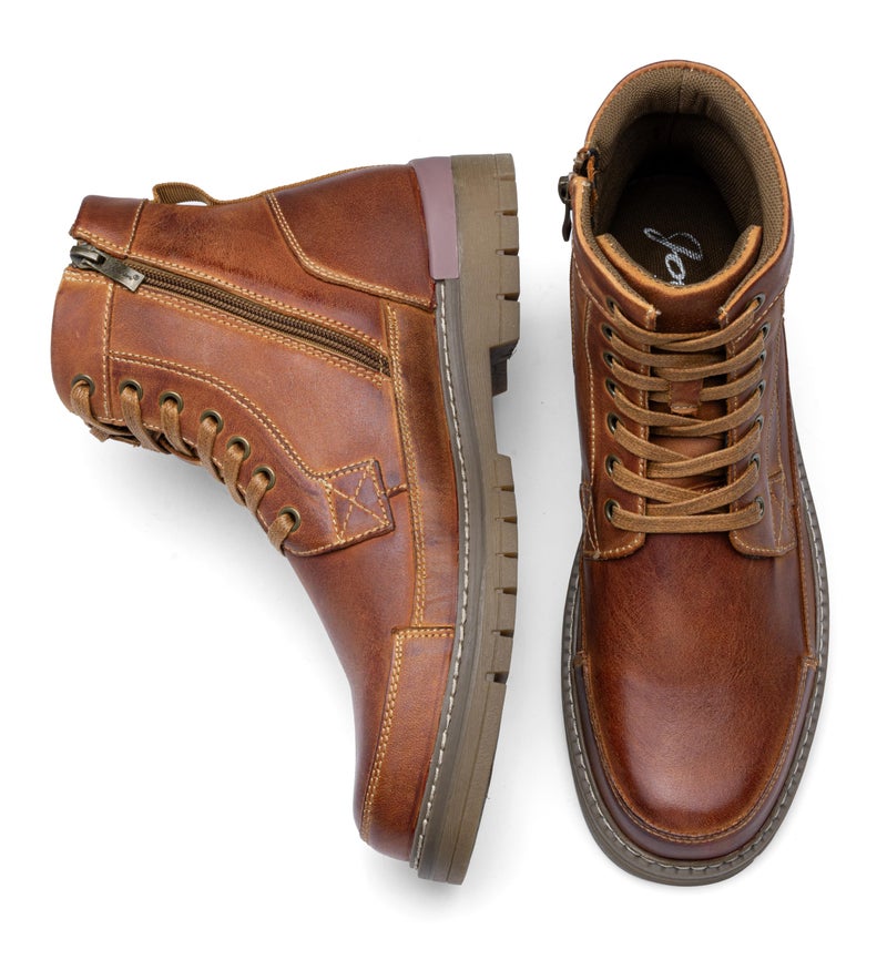 Jousen Men's Boots Chukka Motorcycle Boots Premium Leather Casual Combat Dress Boot for Men(AMY8183A brown 12) - Image 5