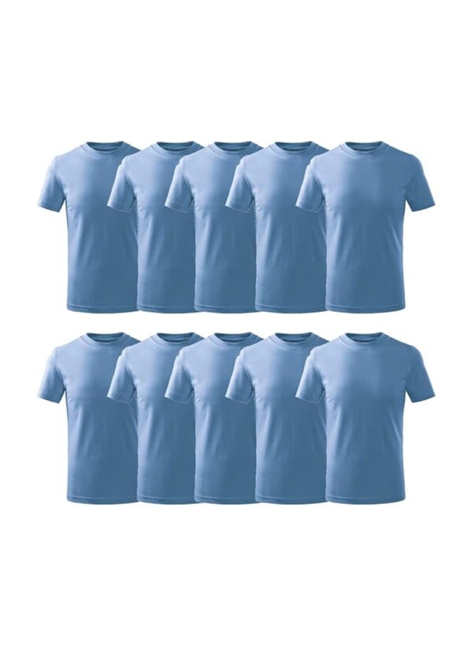 PRINTSHOP4ME 10 pcs Adult Round Neck Combed Men's T Shirt 190 GSM Pure Cotton Basic Colors  - Image 1