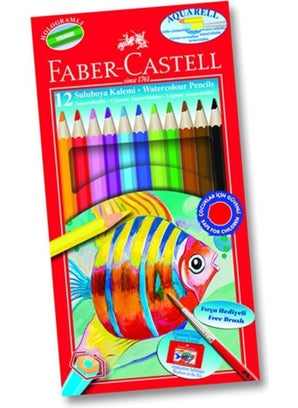 Aquarel Watercolor Pencil 12 Colors Cardboard Box 1 Pack Faber Watercolor Pencil 12 Pcs Brush Gift