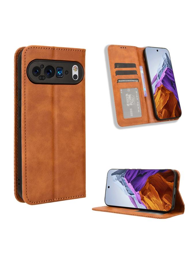 S-TOP Case For Google Pixel 9 Pro Magnetic Buckle Retro Texture Leather Phone Case - Image 1