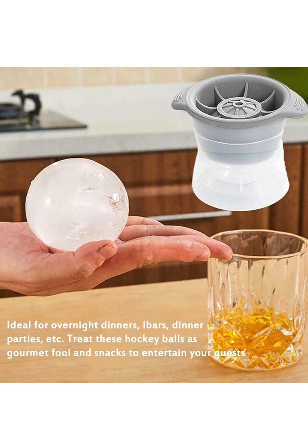 Sphere Ice Mould, Silicone Ball Makers, Moulds, Slow Melting for Soda Drinks Beverages All Your Favourite Set of 4 