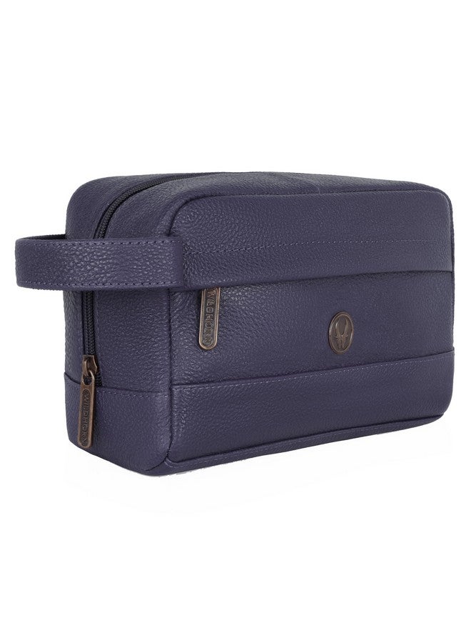 WildHorn Leather Toiletry Bag For Men & Women - Dopp Kit For Travel Large Toiletry Kit. Toiletries Organizer (Blue), 9.5 CM - Image 1