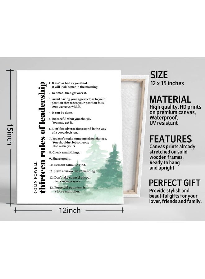 WKYAER Canvas Wall Art Colin Powell Sign Decor, Inspiration Thirteen Rules of Leadership Quote, Motivation Canvas Prints Poster Wall Art for Office Decor, for Home & Office Classroom College Decor12x15 - Image 3