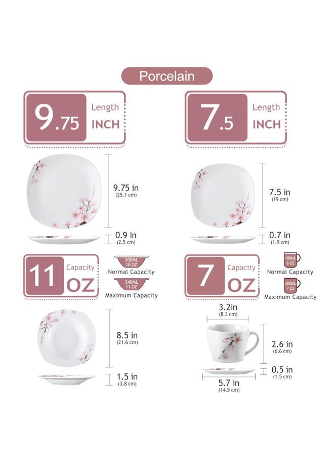 VEWEET Annie Porcelain Dinner Service 30-Piece Crockery Set Includes Dinner Plates, Dessert Plates, Soup Plates, Coffee Cups and Saucers Crockery Service for 4-12 People - Image 2