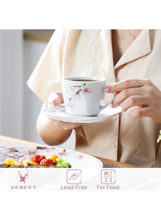VEWEET Annie Porcelain Dinner Service 30-Piece Crockery Set Includes Dinner Plates, Dessert Plates, Soup Plates, Coffee Cups and Saucers Crockery Service for 4-12 People - Image 3