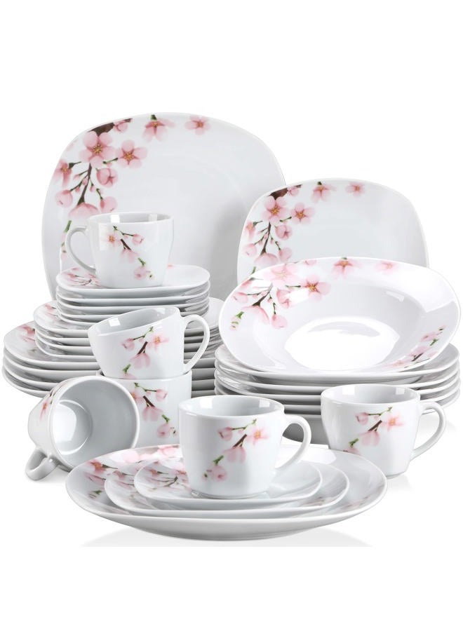 VEWEET Annie Porcelain Dinner Service 30-Piece Crockery Set Includes Dinner Plates, Dessert Plates, Soup Plates, Coffee Cups and Saucers Crockery Service for 4-12 People - Image 4