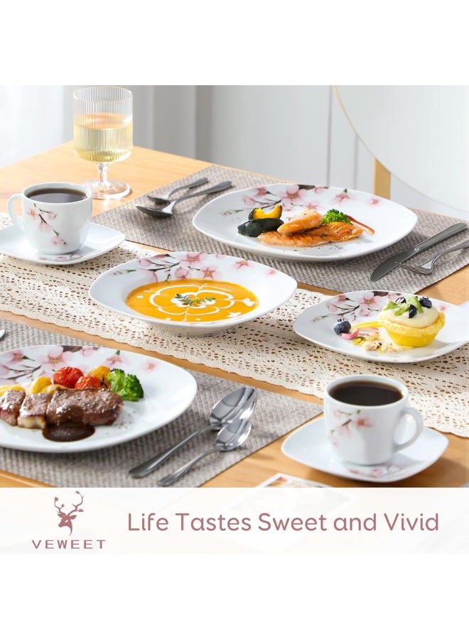 VEWEET Annie Porcelain Dinner Service 30-Piece Crockery Set Includes Dinner Plates, Dessert Plates, Soup Plates, Coffee Cups and Saucers Crockery Service for 4-12 People - Image 5