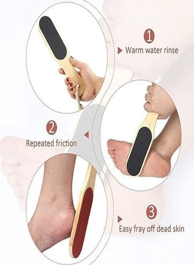 BANIRA Double Sided Foot File Scrubber For Dead Skin Callus Remover With Wooden Handle (PACK OF 1PCS) - Image 3