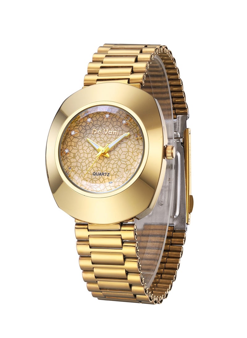 دي فاني ساعة يد للنساء من دي فاني ستانلس ستيل أنالوج بعقارب لون ذهبي - Image 1