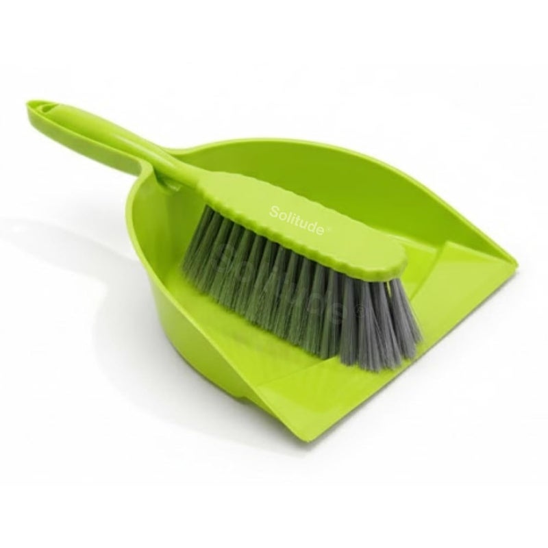 Solitude Dustpan with Multi-Purpose Dusting Brush, Dust Pan and Brush Set for Cleaning Combo Portable & Easy to Store - Image 1