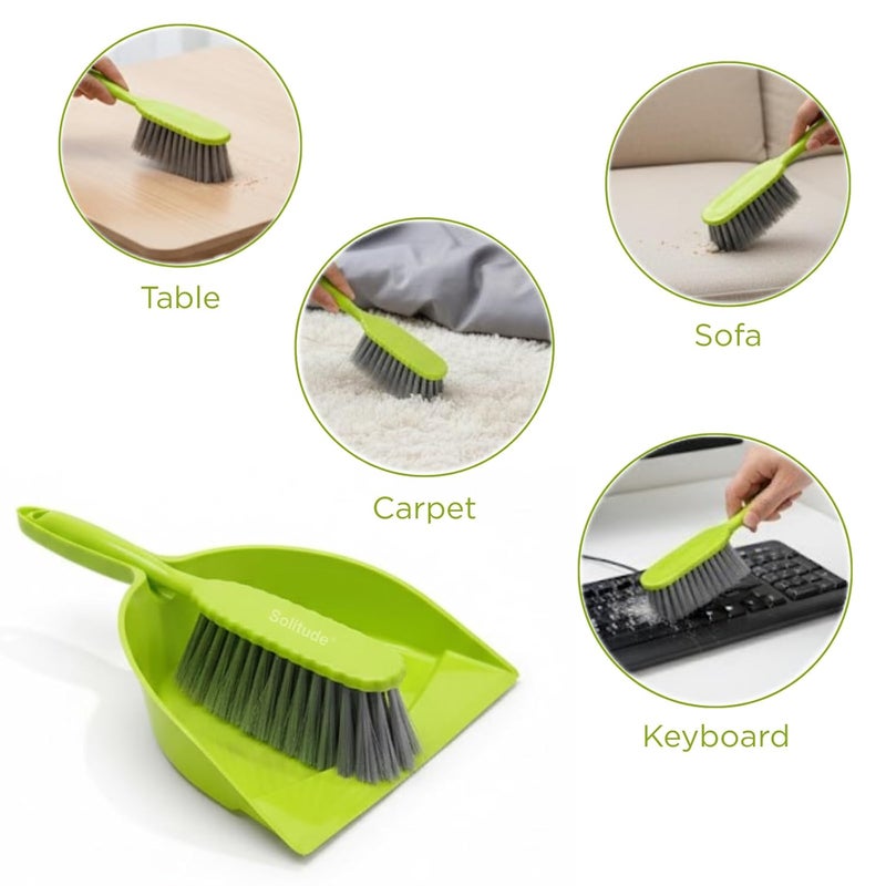 Solitude Dustpan with Multi-Purpose Dusting Brush, Dust Pan and Brush Set for Cleaning Combo Portable & Easy to Store - Image 3