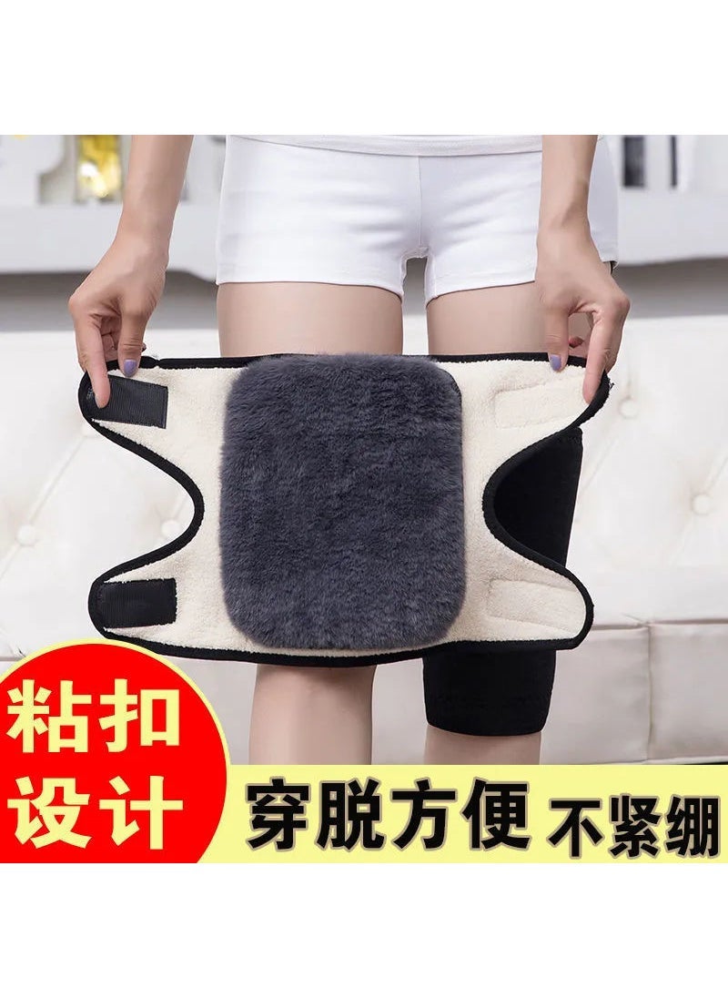 Generic Thickened Long Velvet Imitation Cashmere Knee Pads Warm Old Mens and Womens Old Cold Legs Knee Leg Pads Winter Cold and Windproof 912 double hook-and-loop sherpa (knee plus gray hair) 1 pair-35cm 