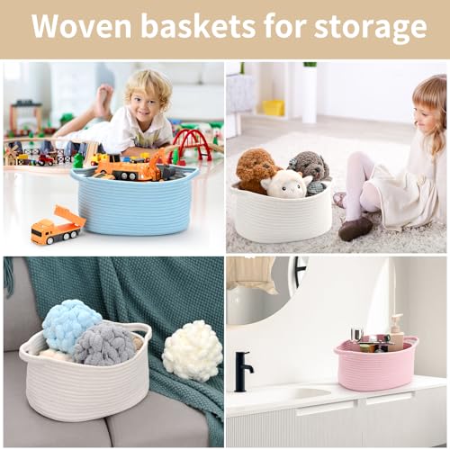 Happyiren Cute Woven Storage Basket with Handle, Baskets for Gifts Empty, Gift Boo Baskets for Halloween Birthday Baby Shower Raffle Burr Fundraiser, Decorative Organizer Box for Baby Toy Pet - Image 5