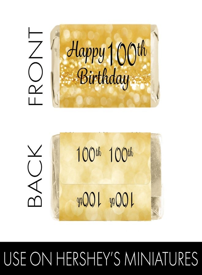 DISTINCTIVS Black and Gold 100th Birthday Candy Mini Bar Wrappers, 100th Birthday Party Favors for Guests - 42 Stickers - Image 3