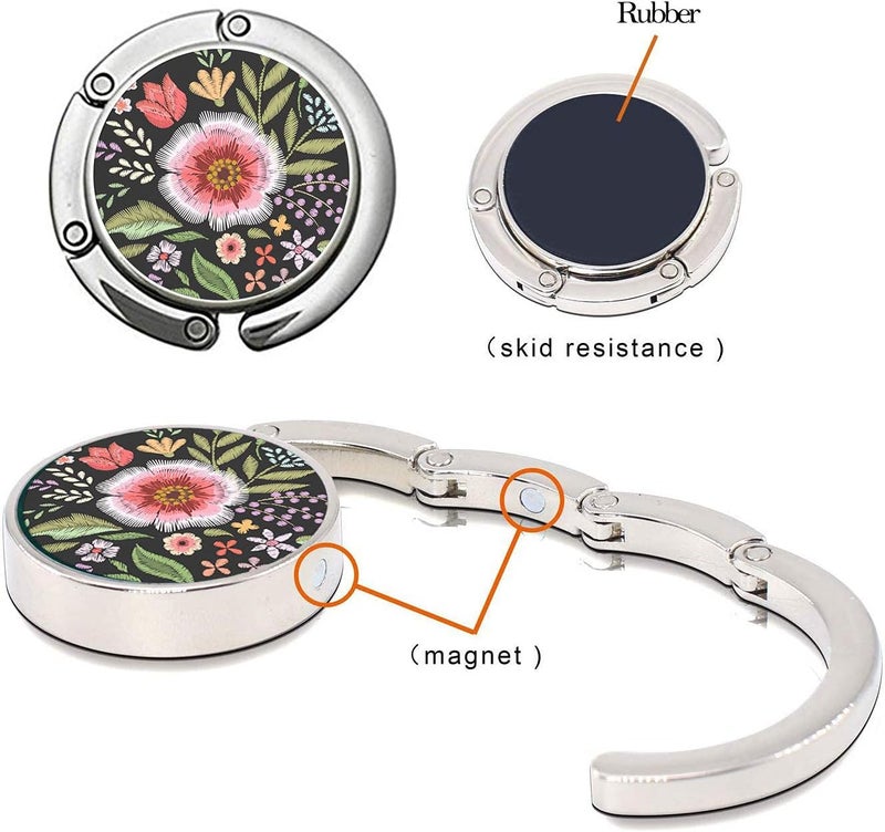 Bosketo Foldable Purse Hook Womens Bag Table Hanger Collection Desk Hooks for Purse (3 Pack Amazing Flower Hook) - Image 3