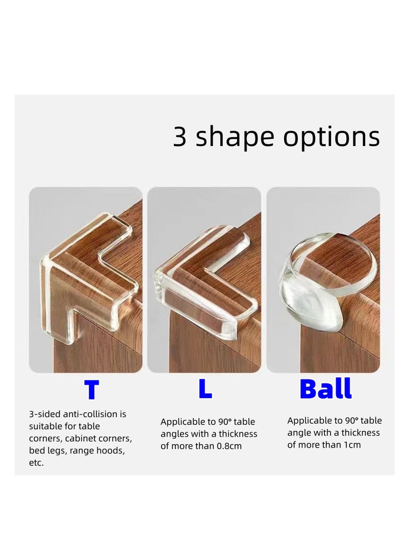 نوفولان واقي زوايا الطاولة، غطاء حماية شفاف مضاد للتصادم، غطاء حماية زجاجي لزوايا الطاولة للأطفال، واقي زوايا سيليكون مضاد للتصادم، ملصقات حواف سميكة، مجموعة من 12 قطعة (شكل حرف T) - Image 2