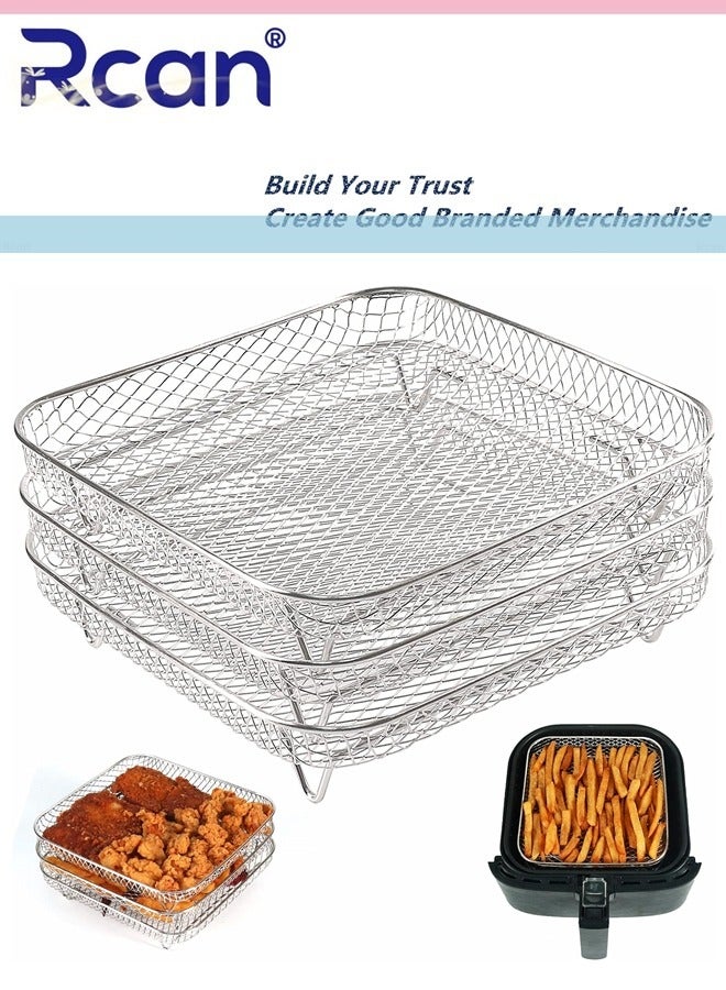 Rcan Air Fryer Accessories Three Layer Set Grill Rack Set of 3 Steam Rack, Dehydration Rack Barbecue Basket Barbecue Rack Drain Basket Filter Rack Food Frying Basket Barbecue Net Kitchen Accessories - Image 1