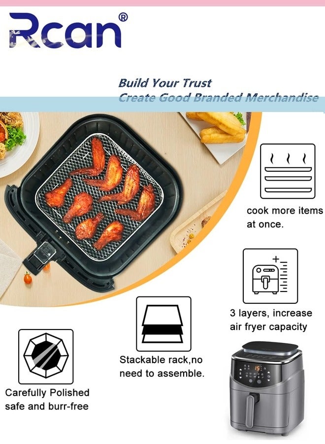 Rcan Air Fryer Accessories Three Layer Set Grill Rack Set of 3 Steam Rack, Dehydration Rack Barbecue Basket Barbecue Rack Drain Basket Filter Rack Food Frying Basket Barbecue Net Kitchen Accessories - Image 4