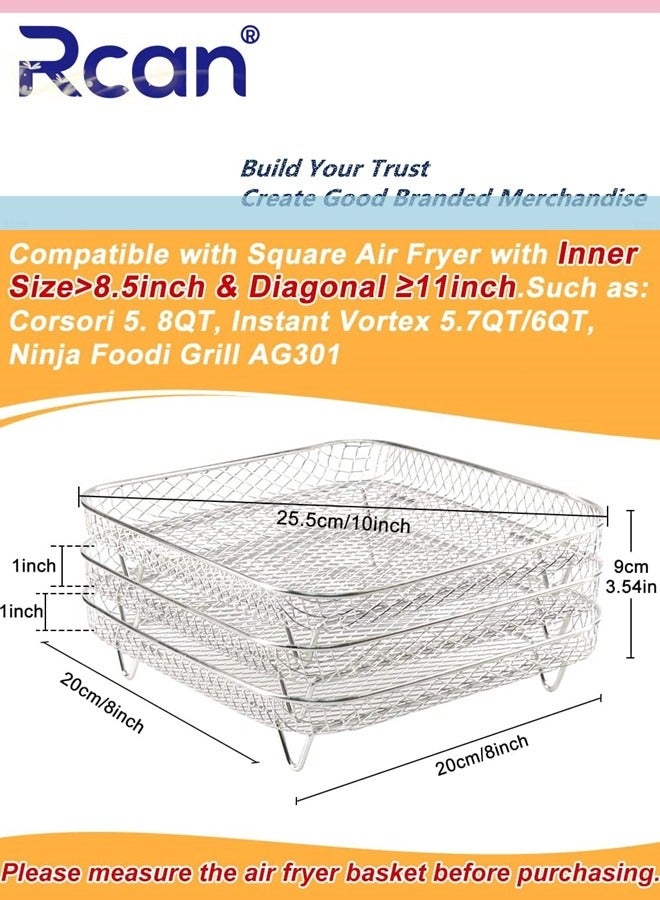 Rcan Air Fryer Accessories Three Layer Set Grill Rack Set of 3 Steam Rack, Dehydration Rack Barbecue Basket Barbecue Rack Drain Basket Filter Rack Food Frying Basket Barbecue Net Kitchen Accessories - Image 5