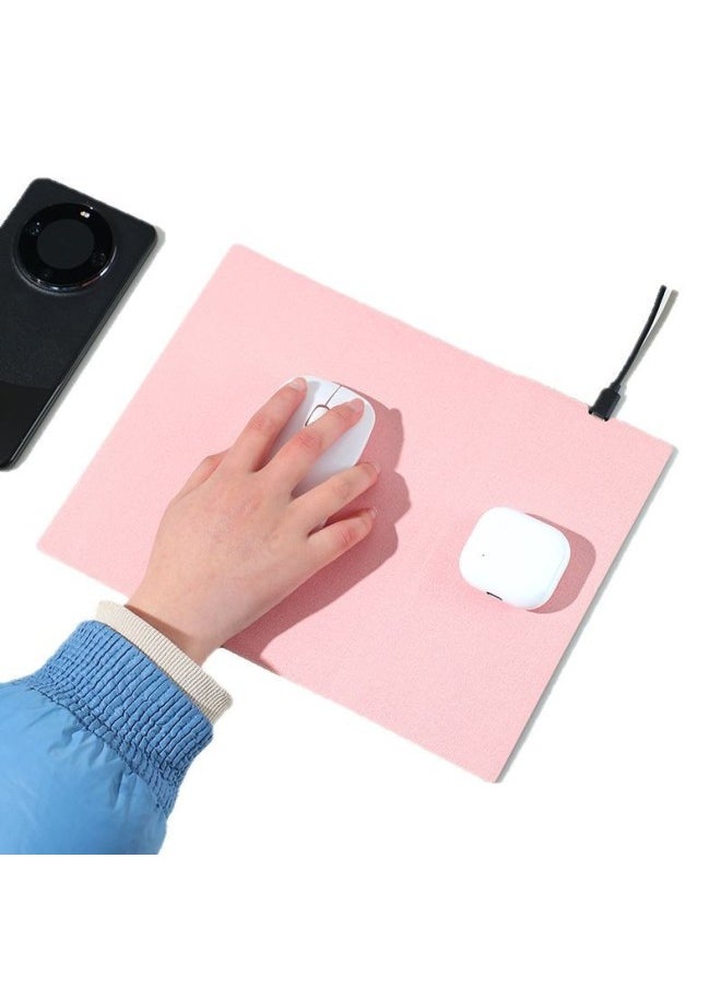 Generic - High-End Three-In-One Wireless Charging Mouse Pad Foldableing Stand 15W Mobile Phone Charging Multi-Function Wireless Charging Mouse Pad-Specifications And Models:Leather; 262*202mm, 4mm Thick; Gray; Upload By Yourself - Image 1