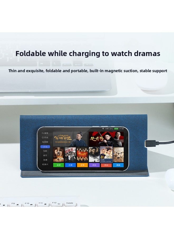 Generic - High-End Three-In-One Wireless Charging Mouse Pad Foldableing Stand 15W Mobile Phone Charging Multi-Function Wireless Charging Mouse Pad-Specifications And Models:Leather; 262*202mm, 4mm Thick; Gray; Upload By Yourself - Image 1