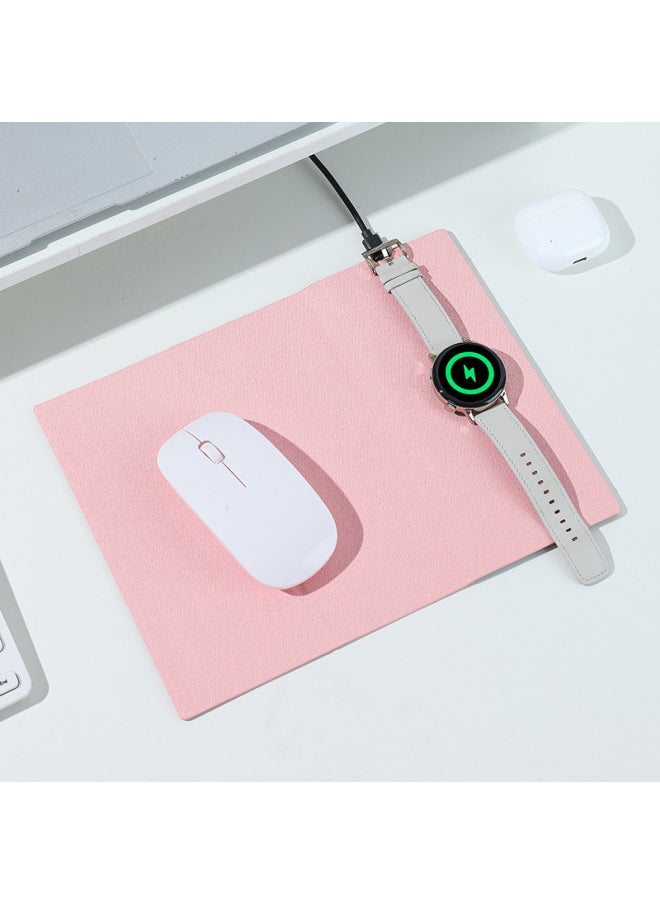 Generic - High-End Three-In-One Wireless Charging Mouse Pad Foldableing Stand 15W Mobile Phone Charging Multi-Function Wireless Charging Mouse Pad-Specifications And Models:Leather; 262*202mm, 4mm Thick; Gray; Upload By Yourself - Image 1
