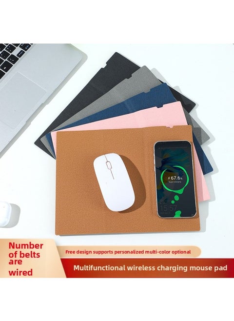 High-End Three-In-One Wireless Charging Mouse Pad Foldableing Stand 15W Mobile Phone Charging Multi-Function Wireless Charging Mouse Pad-Specifications And Models:Leather; 262*202mm, 4mm Thick; Gray; Upload By Yourself