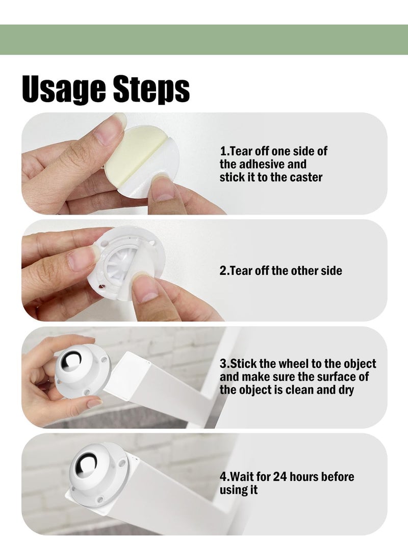 TRUJVE 4 Pcs SelfAdhesive Caster Wheels 360 Swivel Heavy Duty Furniture Casters for Sofa Bad Table Small Appliances Moving Tables 200Kg Load Capacity Durable Wheels white  - Image 4