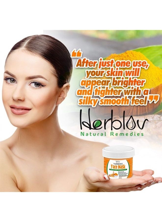 Herblov - Turmeric Face Mask - Skin Brightening Mask with Turmeric and Bentonite Clay - All-Natural Face Mask for Acne Treatment - Boosts Circulation and Removes Toxins - Detox Clay Face Mask Made in USA - Image 1
