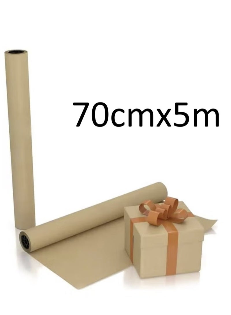 Generic Brown Kraft Paper Roll Ideal for Gift Wrapping 70cmx5m  - Image 1