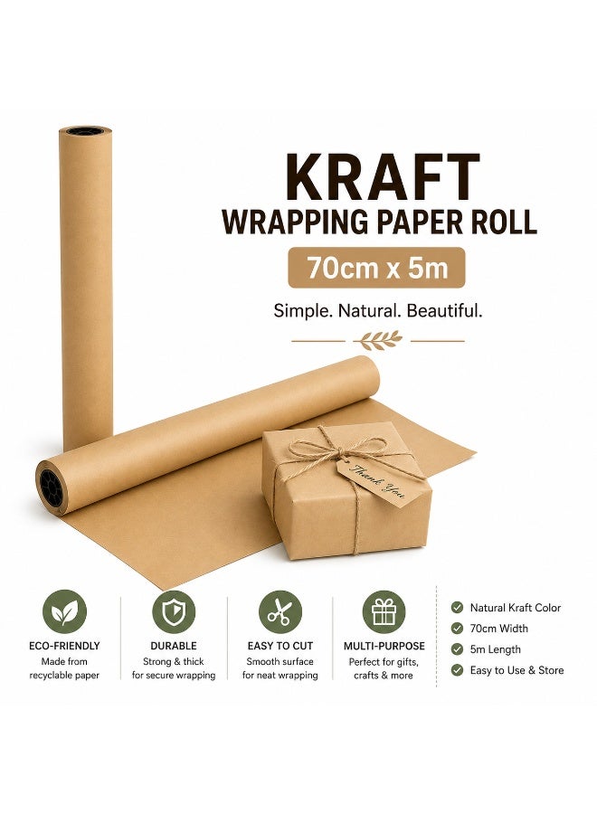 tfk Brown Kraft Paper Roll Ideal for Gift Wrapping 70cmx5m - Image 5