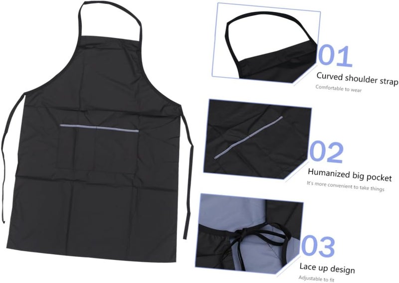 Beauty Salon Apron Pockets Professional Hairdressing Protective Pinafore for Hair Stylists and Home Use Black Random Pocket Brim - Image 3