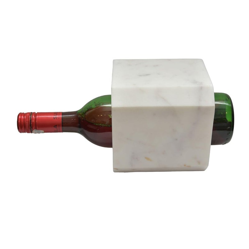 PAARKHI White Marble Exquisite Handy Square Marble Wine Bottle Holder - Image 4