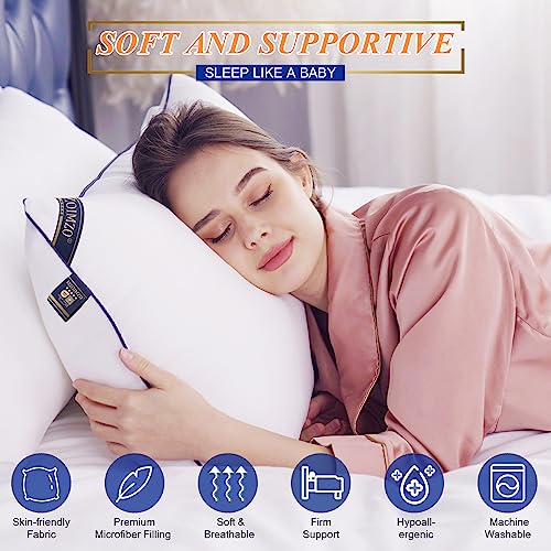MZOIMZO Supportive Firm Bed Pillows for Sleeping- King Size, Set of 2, Cooling Hotel Quality with Premium Soft Down Alternative Fill for Back, Stomach or Side Sleepers, 20''x34'' - Image 2