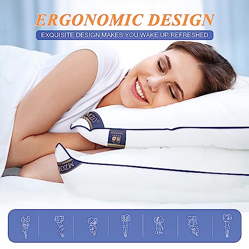 MZOIMZO Supportive Firm Bed Pillows for Sleeping- King Size, Set of 2, Cooling Hotel Quality with Premium Soft Down Alternative Fill for Back, Stomach or Side Sleepers, 20''x34'' - Image 4