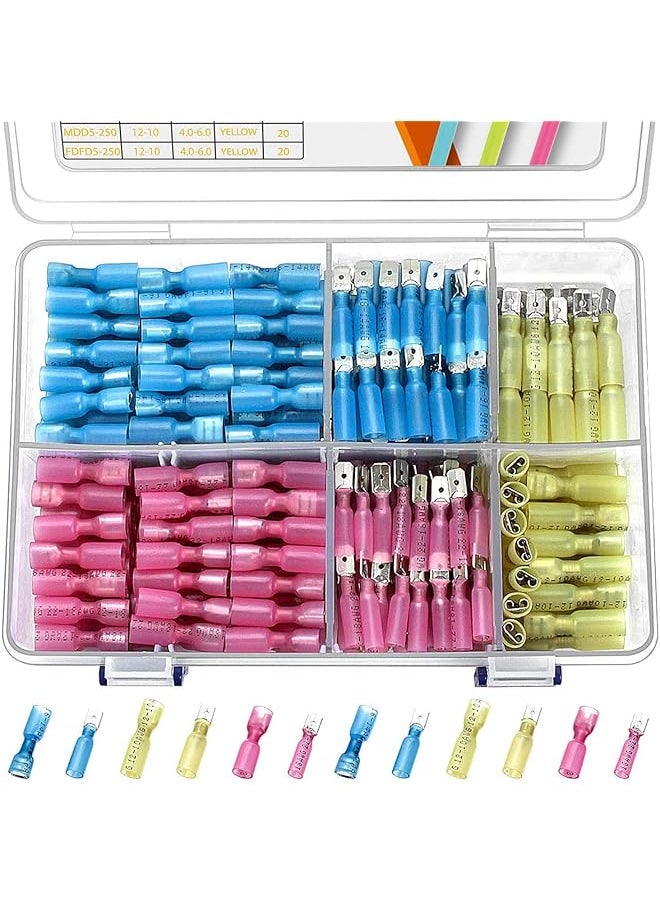 PROMASS promass 200 PCS Heat Shrink Spade Connectors Female and Male Terminals Insulated Quick Disconnect Wire Connectors Connectors Kit  - Image 1