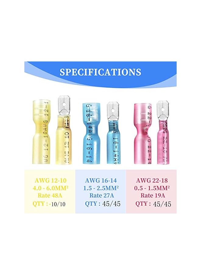 PROMASS promass 200 PCS Heat Shrink Spade Connectors Female and Male Terminals Insulated Quick Disconnect Wire Connectors Connectors Kit  - Image 2