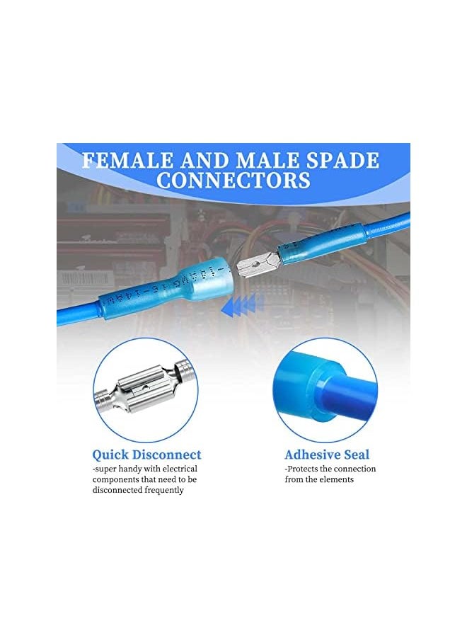 PROMASS promass 200 PCS Heat Shrink Spade Connectors Female and Male Terminals Insulated Quick Disconnect Wire Connectors Connectors Kit  - Image 3