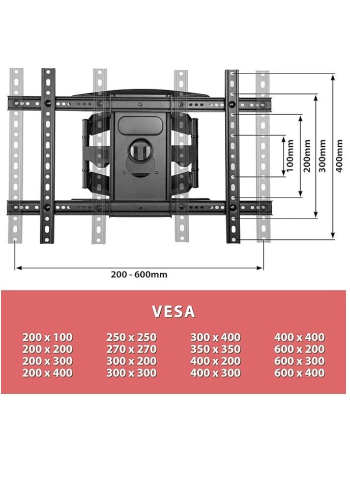 Generic - Extra Strong Swivel TV Wall Mount 40″-75″ for Flat and Curved Screens up to 45.5 kg (VESA Max. 600x400) Tiltable Rotating Monitor Mount - Image 1